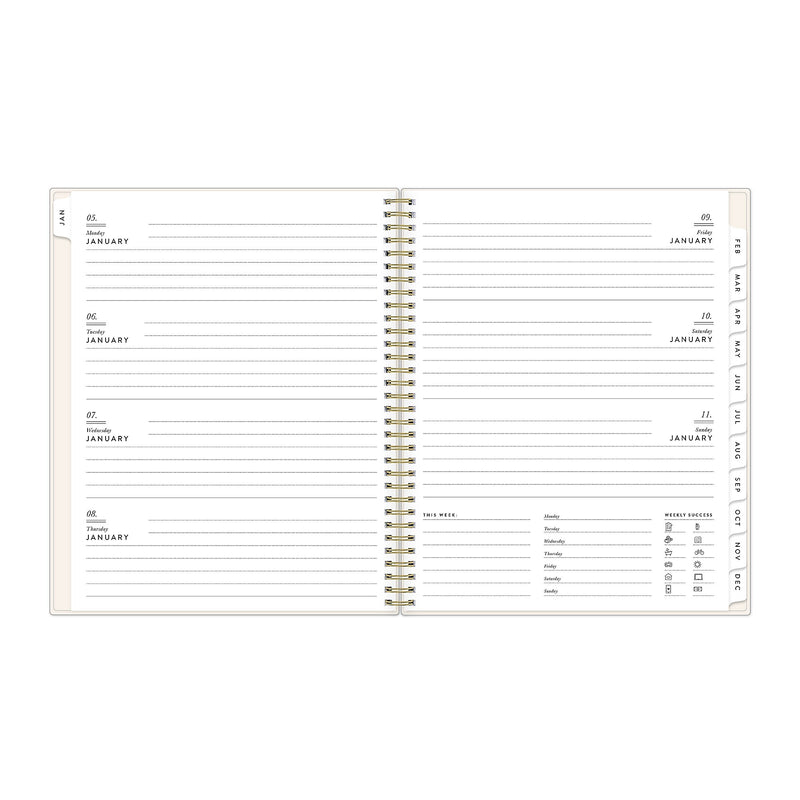 2026 Blue Sky Bespoke Letterpress Cream Hearts 8.5" x 11" Calendar Year Weekly & Monthly Planner, Plastic Cover (156227)