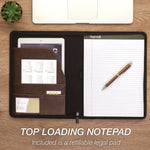 Samsill Vintage Plastic Padfolio with Zipper Closure, Dark Brown (SAM70836)