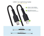 StarTech USB-C to Lightning MFi Certified Coiled iPhone Charger Cable, 3 ft., Black (RUSB2CLT1MBC)