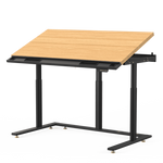 VersaDesk PowerLift Triad 60"W Electric Adjustable Drafting Table, Bamboo/Black (TRDT-6030-BNB)
