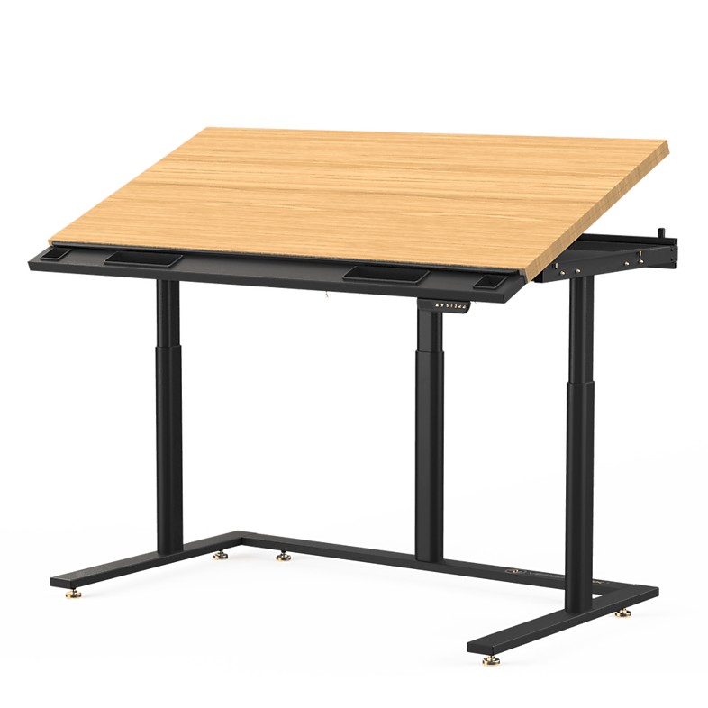 VersaDesk PowerLift Triad 60"W Electric Adjustable Drafting Table, Bamboo/Black (TRDT-6030-BNB)
