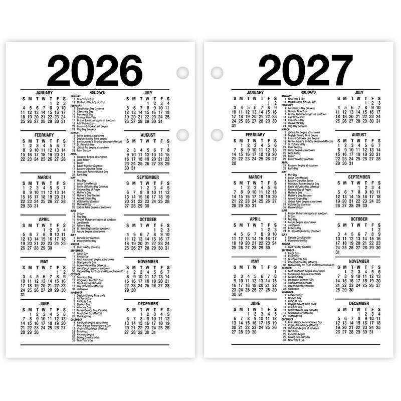 2026 AT-A-GLANCE Financial 6" x 3.5" Personal Organizer Refill Pages, White/Black (S170-50-26)