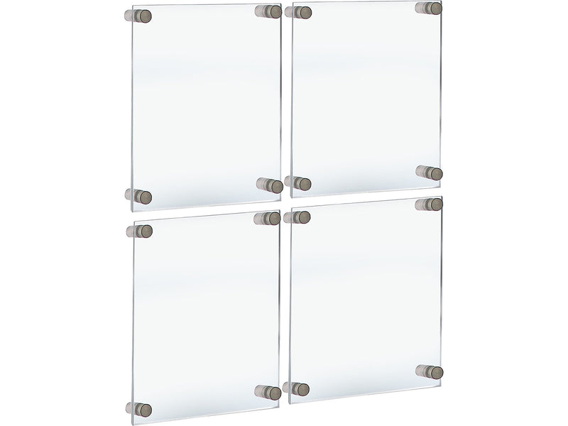 Azar Sign Holder, 15" x 21", Wall Mounted, Silver, Acrylic, 4/Pack (105508-SLV-4PK)