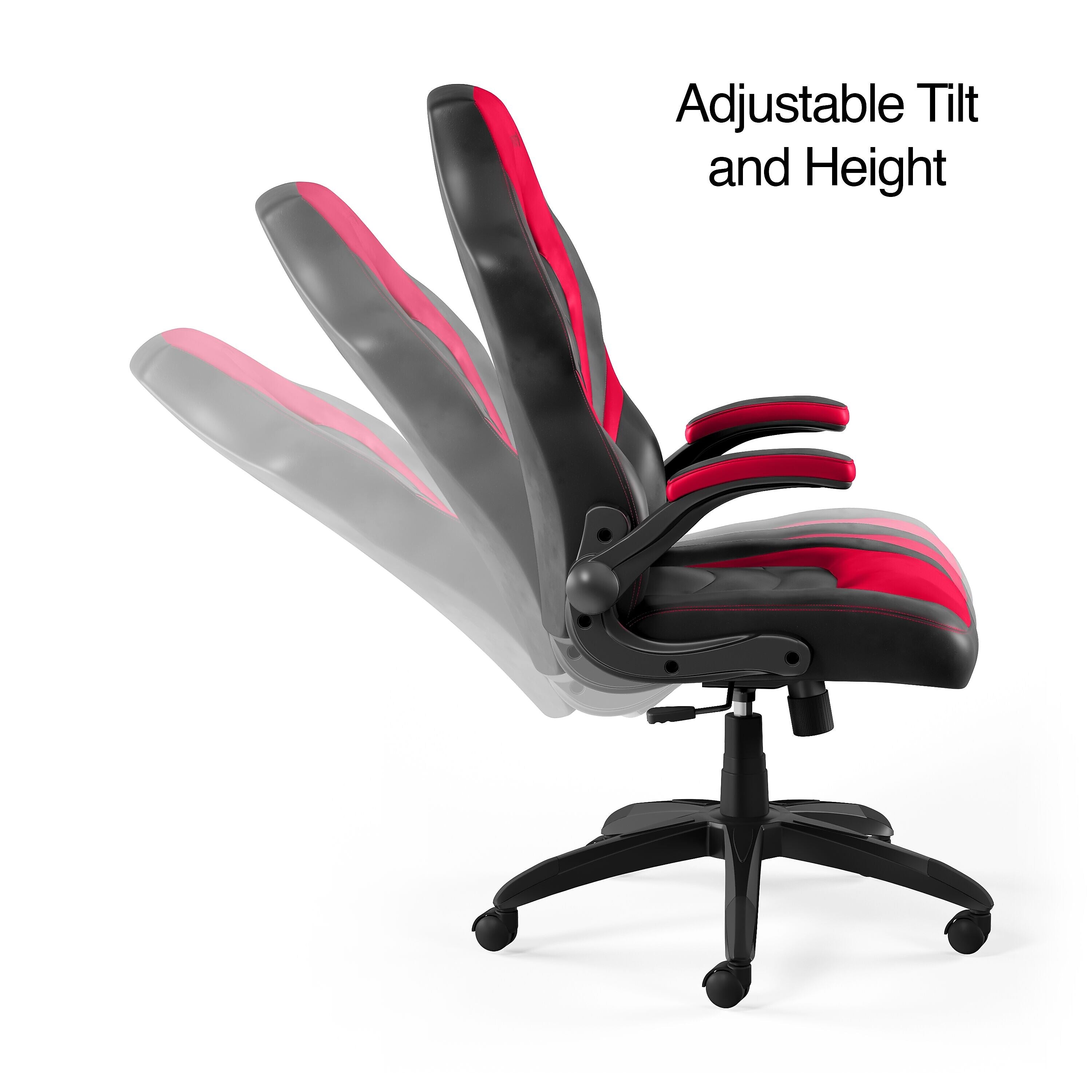 Staples Emerge Vortex Bonded Leather Ergonomic Gaming Chair, Black and Red (51465-CC)