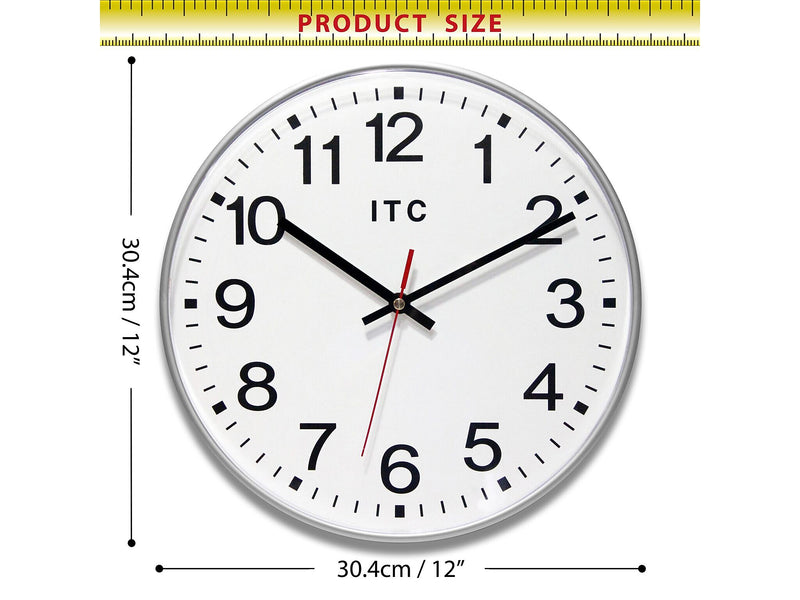 Infinity Instruments Intrinsic Prosaic ITC Wall Clock, 12"Dia. (14529SV-830)