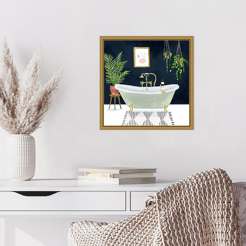 Amanti Art Boho Bath I by Victoria Borges Framed Canvas Wall Art Print, 16" x 16" (A42675040728)