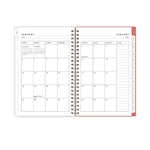 2026 Blue Sky Bespoke Letterpress Pomegranate Blush 5" x 8" Calendar Year Weekly & Monthly Planner, Faux Leather Cover (156222)
