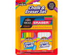 Cra-Z-Art Chalk Sticks with Eraser, Assorted Colors, 24/Set (10874-24)