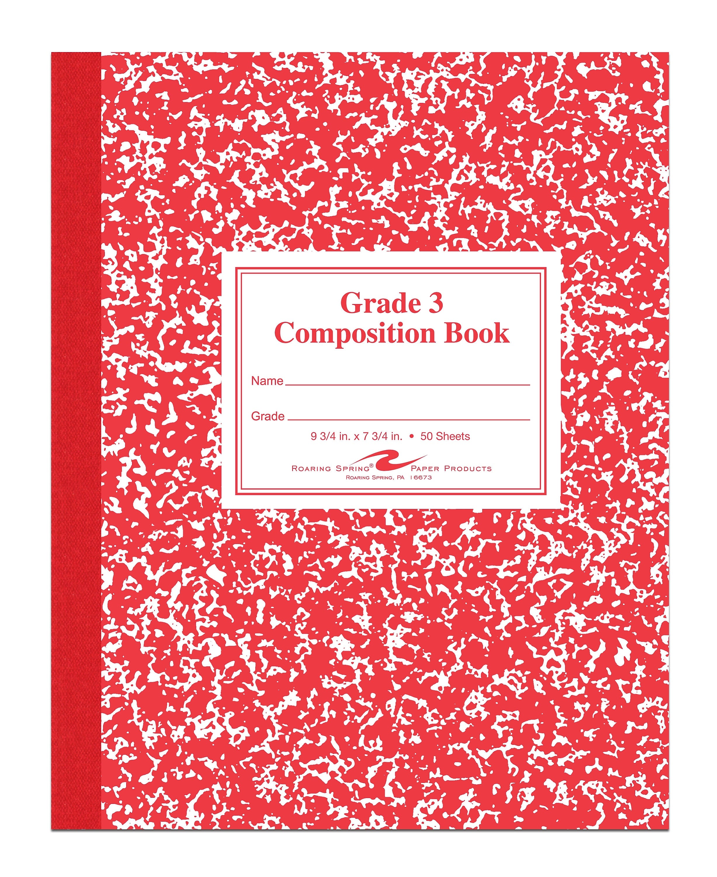 Roaring Spring Paper Products 1-Subject Composition Notebooks, 7.75" x 9.75", Wide Ruled, 50 Sheets, Red (ROA77922)