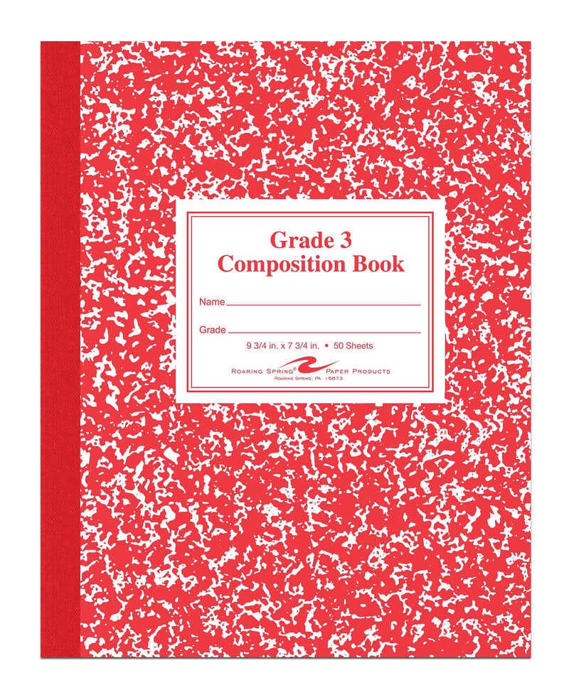 Roaring Spring Paper Products 1-Subject Composition Notebooks, 7.75" x 9.75", Wide Ruled, 50 Sheets, Red (ROA77922)