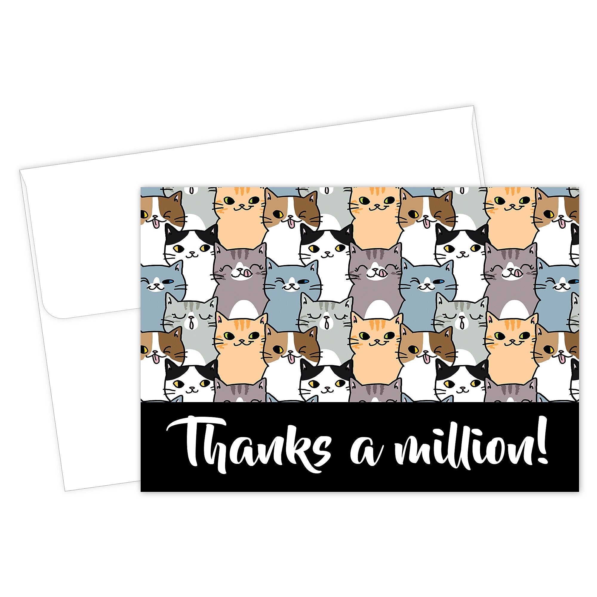 Great Papers Thanks a Million Cats General Use Thank You Notecard Kits, Multicolored, 24/Pack (2025025)