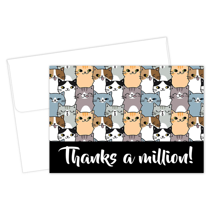 Great Papers Thanks a Million Cats General Use Thank You Notecard Kits, Multicolored, 24/Pack (2025025)