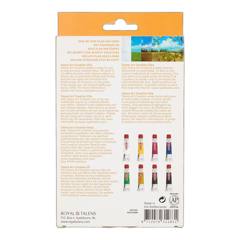 Talens Art Creation Oil Paint, Assorted Colors, 12mL, 8/Set, 2 Sets/Bundle (TLN9020108M-2)