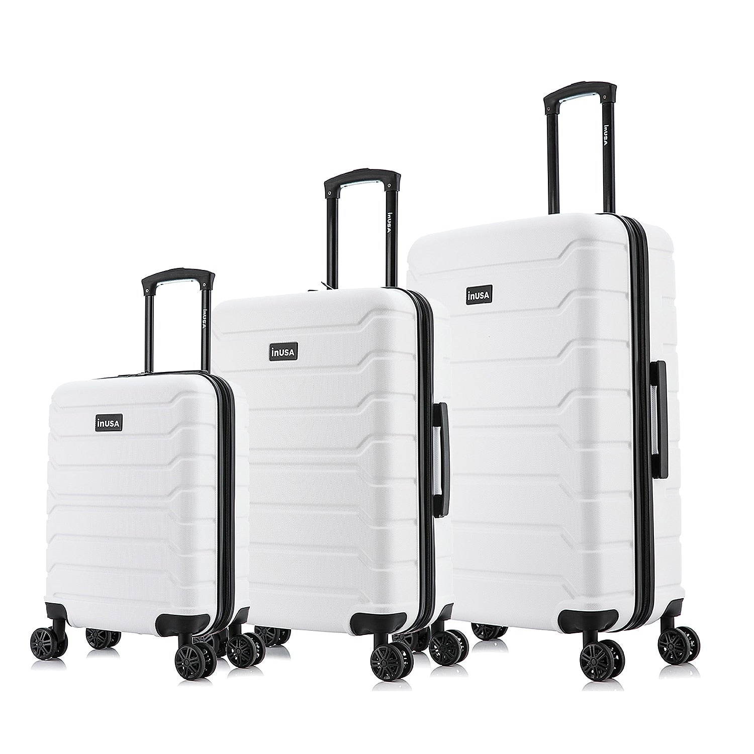 InUSA Trend 3-Piece Hardside Spinner Carry-On Luggage Set, TSA Checkpoint Friendly, White (IUTRESML-WHI)