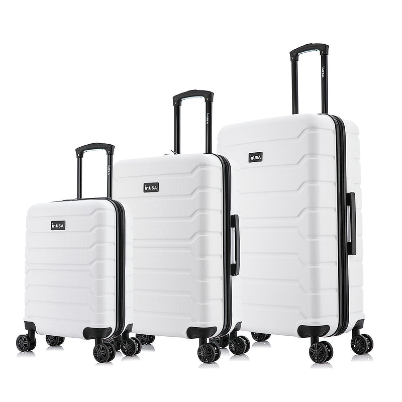 InUSA Trend 3-Piece Hardside Spinner Carry-On Luggage Set, TSA Checkpoint Friendly, White (IUTRESML-WHI)