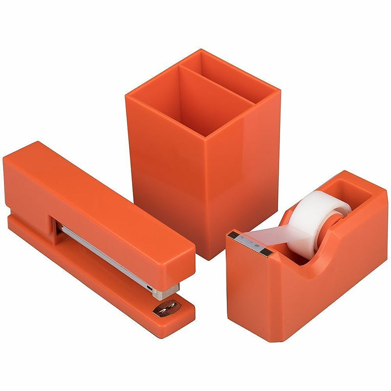JAM Paper 3-Piece Desk Organizer Set, Plastic, Orange (337841ORS)