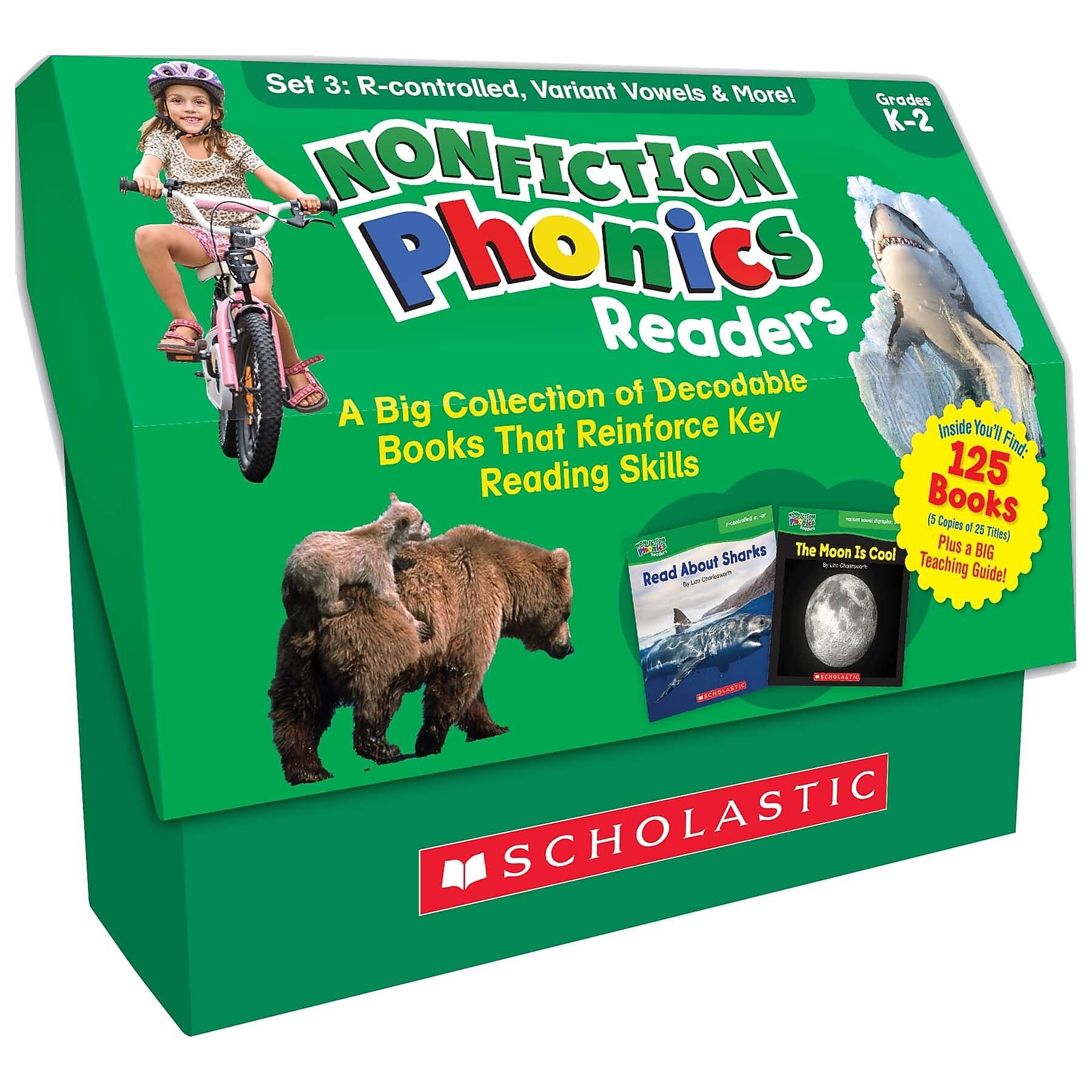 Scholastic Teaching Solutions Nonfiction Phonics Readers: R-controlled, Variant Vowels & More, 125 Books/Set (SC-9781338894714)
