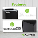 Alpine Industries Steel Trash Can with Square Lid, 29 Gallon, Black (ALP4450-KIT-BLK-S-TR)