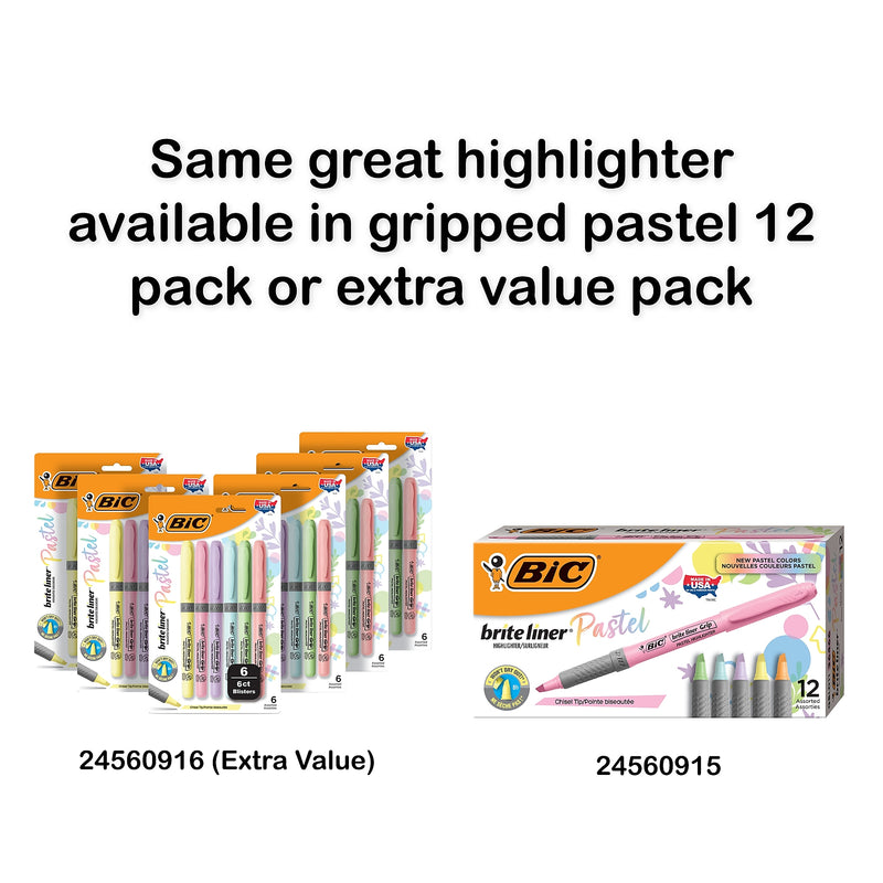 BIC Brite Liner Stick Highlighter, Chisel Tip, Assorted, 24/Pack (BL241AST)