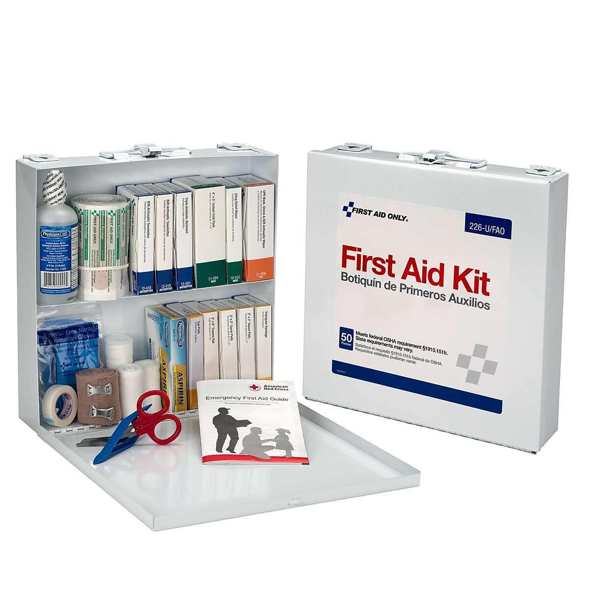 First Aid Only Contractor Metal First Aid Kit, 50 People, 191 Pieces, Unitized (FAO226U)