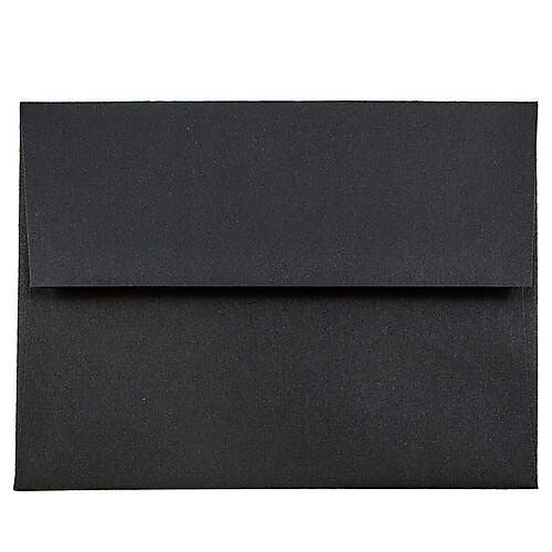 JAM Paper A2 Booklet Envelope 4 3/8" x 5 3/4", Black Linen, 100/Pack (64345d)