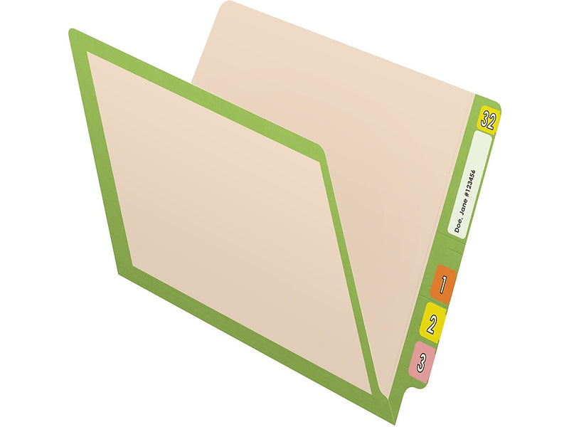 Medical Arts Press Reinforced End Tab File Folder, Straight-Cut, Letter Size, Manila/Green, 50/Box (S-09473-GRN)