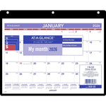 2026 AT-A-GLANCE 11" x 8" Wet-Erase Desk or Wall Calendar, White/Purple (SK8-00-26)