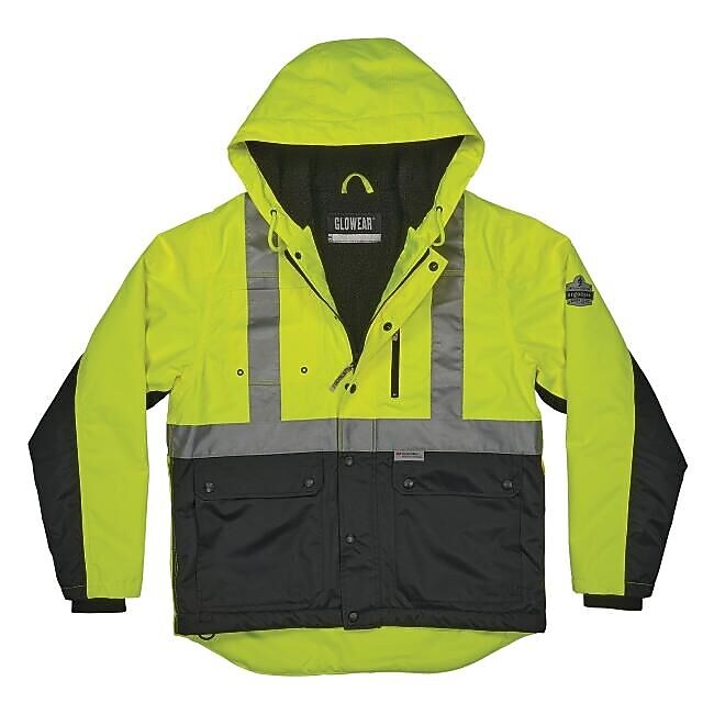 GloWear 8275 Heavy-Duty High-Visibility Workwear Jacket, XL, Lime/Black (23975)