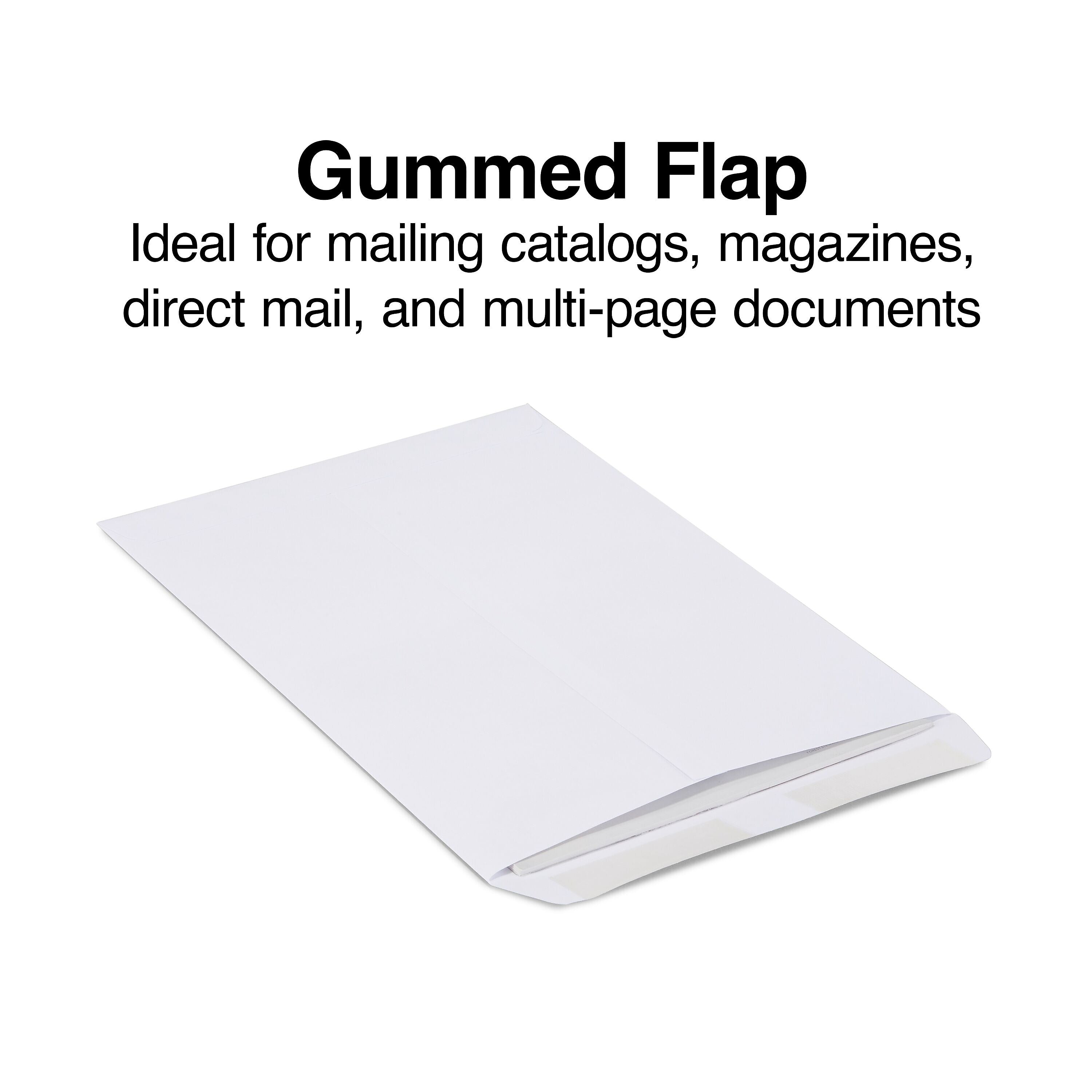 Staples Gummed Catalog Envelopes, 9"L x 12"H, White, 100/Box (50264/47286N)