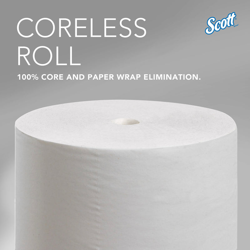 Scott Essential Recycled Coreless Toilet Paper, 2-Ply, White, 1000 Sheets/Roll, 36 Rolls/Case (04007)