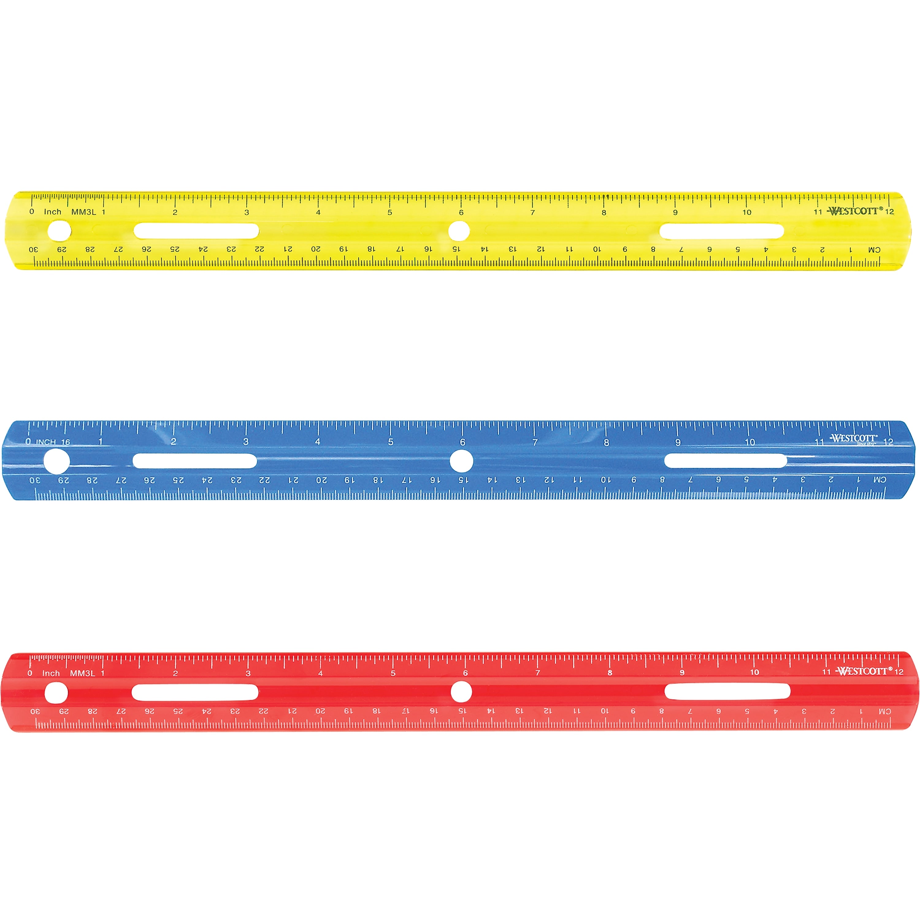 Westcott 12" Plastic Standard Ruler, Assorted Colors, Each (10526-001)