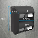 Compact® 4-Roll Quad Coreless Toilet Paper Dispenser by GP PRO, Black, 11.750” W x 6.900” D x 13.250” H (56744B)