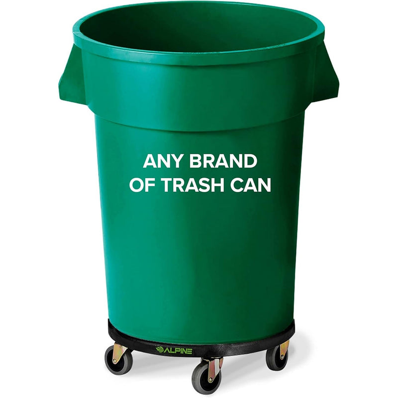 Alpine Industries Round Trash Can Dolly, 500 lb. Weight Capacity Black, 2/Pack (ALP471-32-DOLLY-2PK)