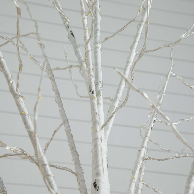 Nearly Natural 8-ft Pre-Lit Artificial White Birch Tree with 500 Warm White LED Lights (T4912)