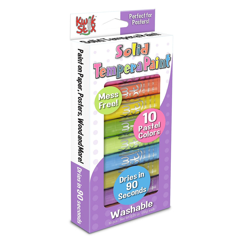 The Pencil Grip Kwik Stix Solid Tempera Paint, Assorted Colors, 10/Pack (TPG-680)