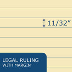 Roaring Spring Paper Products Recycled Legal Pad, 8.5" x 11.75", 40 Sheets/Pad, Canary (74712)