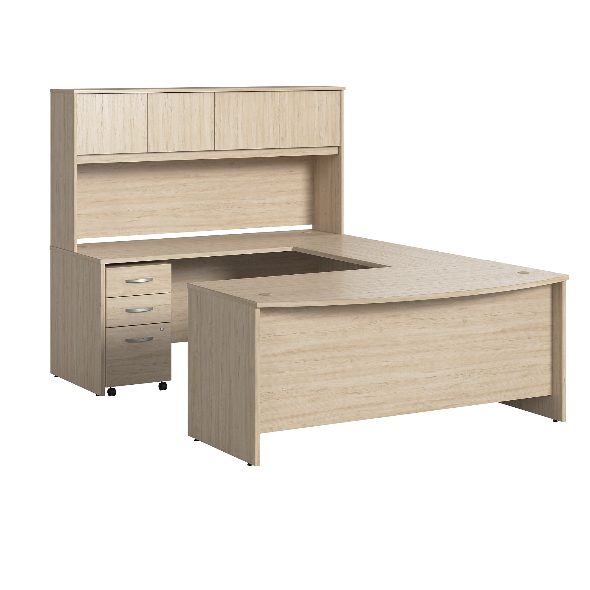 Bush Business Furniture Studio C 72"W U Shaped Desk with Hutch and Mobile File Cabinet, Natural Elm (STC003NESU)