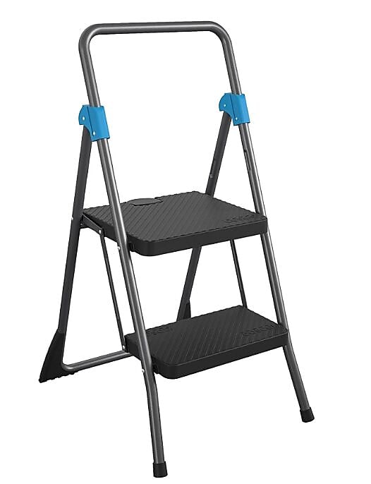 Cosco Commercial 2-Step Folding Stool, 300 lb Capacity, Gray (CSC11829GGB)