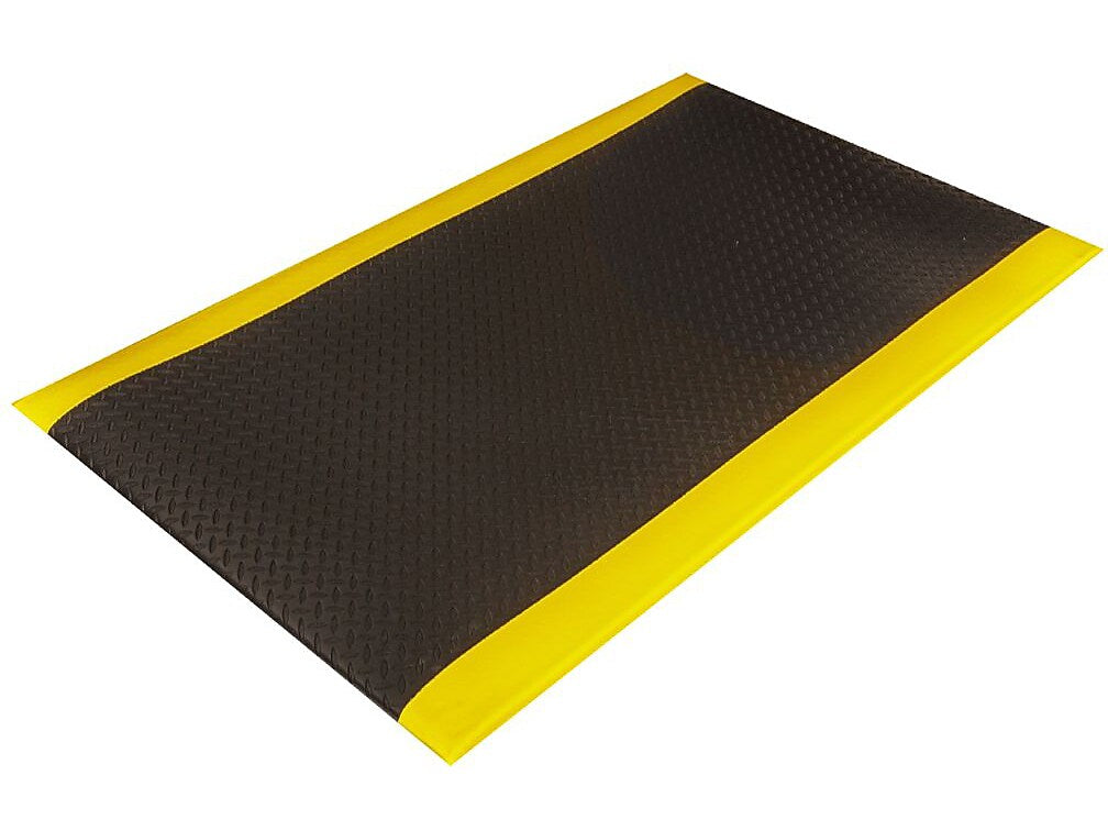 Crown Mats Wear-Bond Tuff-Spun Anti-Fatigue Mat, 36" x 144", Black/Yellow (WB 0312YD)