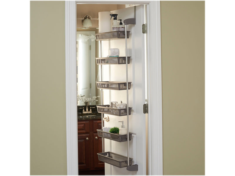 Household Essentials 6-Shelf Plastic Over-the-Door Storage Rack, 18", Gray (2150-1)