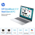 HP OmniBook 5 16" 2K Laptop, Copilot+ PC, AMD Ryzen AI 7 350, 16GB RAM, 1TB SSD, +16.75 Hour Battery, Windows 11 Home