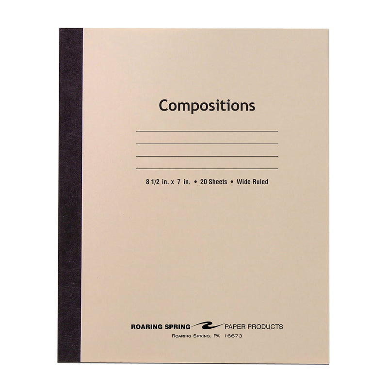 Roaring Spring Paper Products Composition Notebook, 7" x 8.5", Wide Ruled, 20 Sheets, Manila (77340)