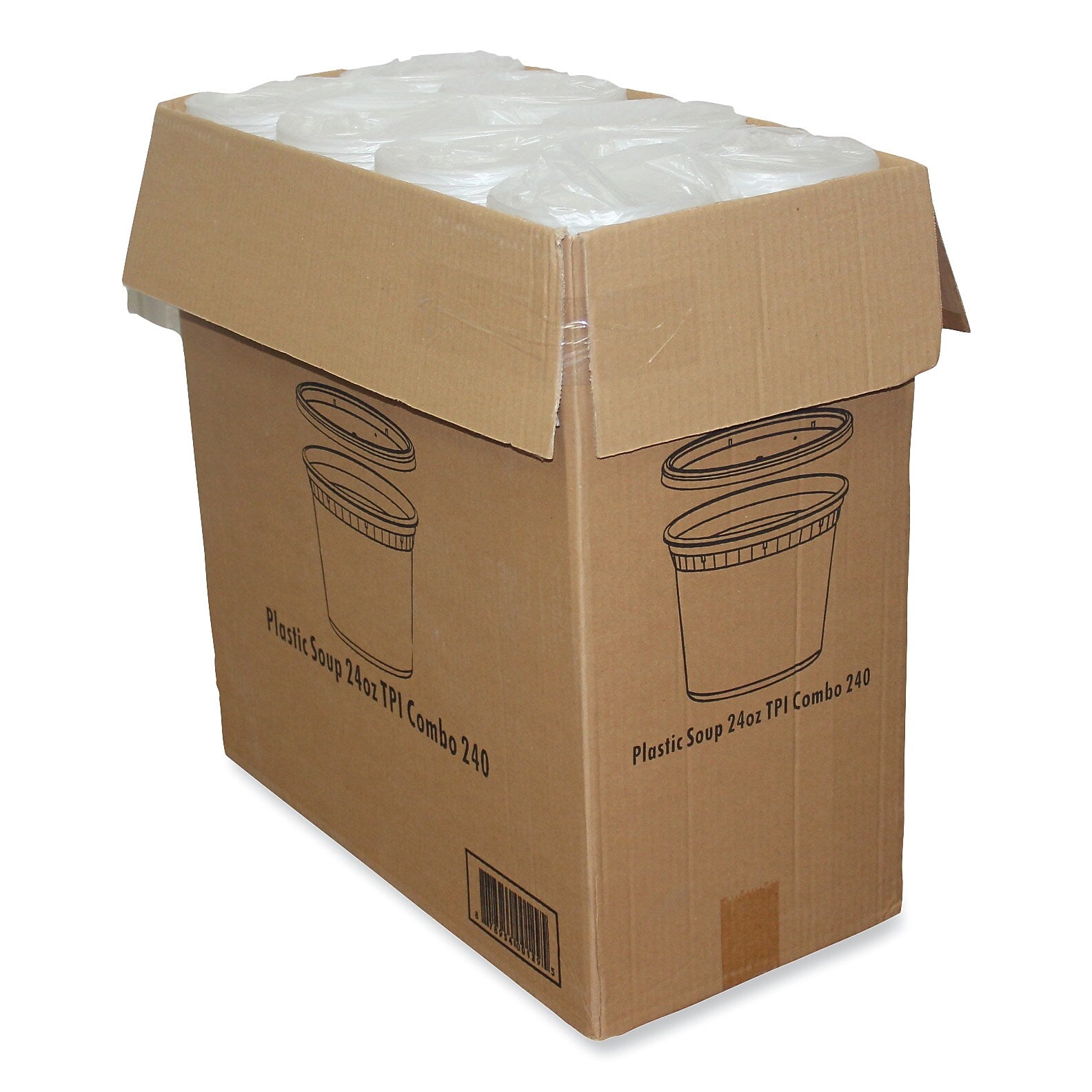 GEN Plastic Deli Container with Lid, 24 oz, Clear, Plastic, 240/Carton