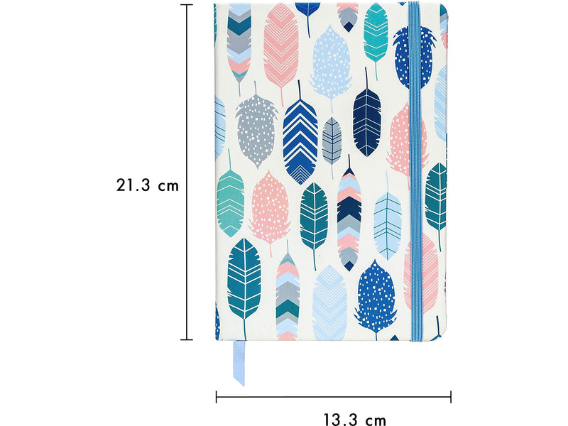 Carpe Diem Feathers Journal, 5.24" x 8.27", Wide-Ruled, Multicolor, 192 Pages (9373-CD)