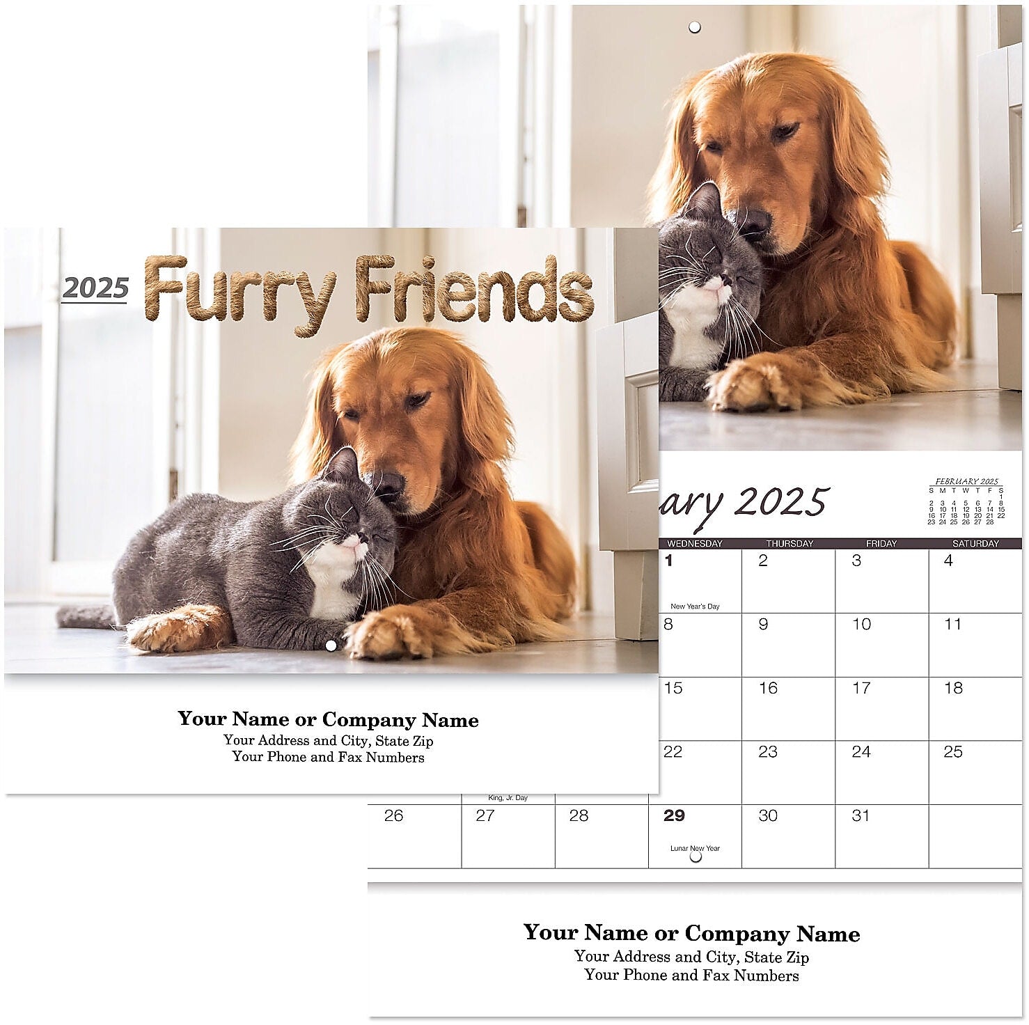 2025 Furry Friends Wall Calendar Stapled, Qty 500