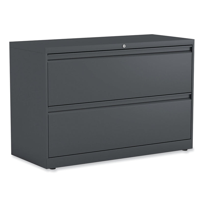 Alera 2-Drawer Lateral File Cabinet, Letter/Legal Size, Lockable, 28"H x 42"W x 18.63"D, Charcoal (ALEHLF4229CC)