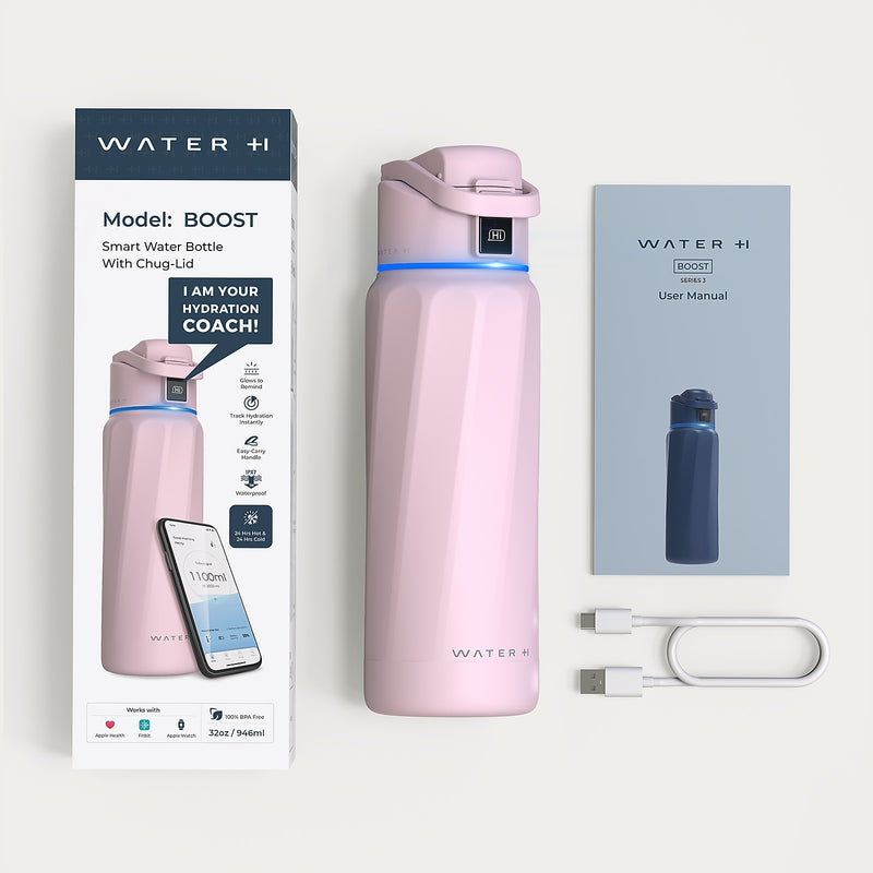 WaterH BOOST Stainless Steel Triple Wall Insulated Smart Water Bottle, 32 oz., Pink (B003PK)