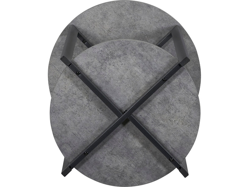 Household Essentials Graystone 21"Dia. Laminate Round End Table, Rustic Slate Concrete/Black (8092-1)