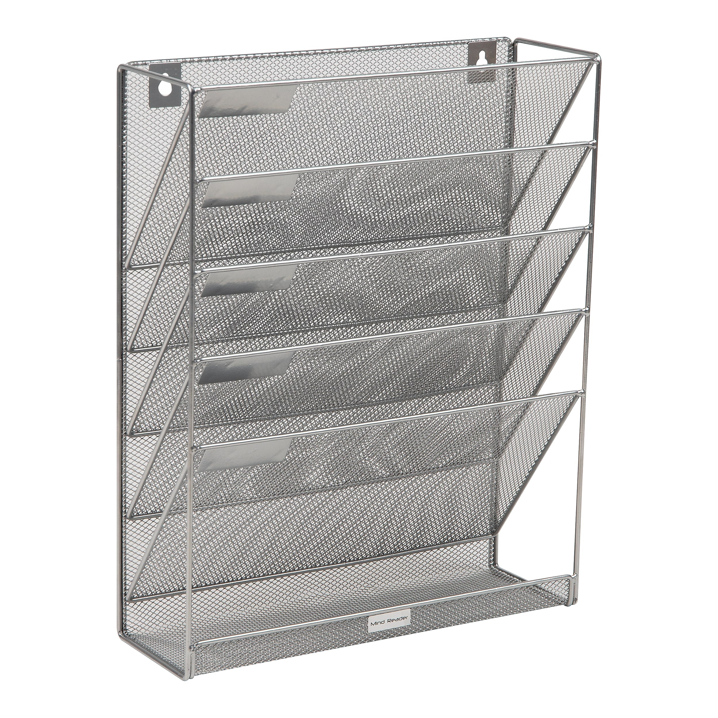 Mind Reader 5-Pocket Metal Mesh Mountable Wall File, Letter Size, Silver (MAGSTACK-SIL)