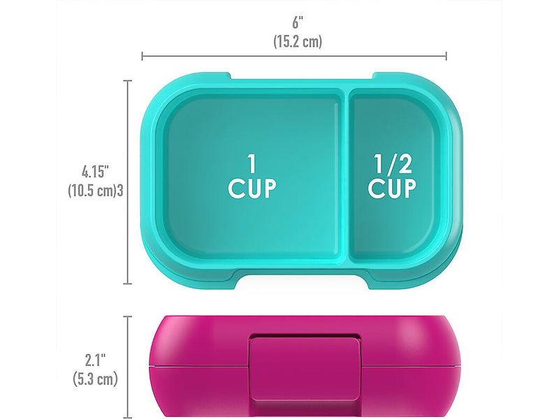 bentgo Kids Snack Container, Fuchsia/Teal, 12 oz. (BGKDSNK-F)